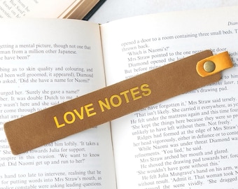 Marcapáginas de cuero / Notas de amor, lazos del alma, hora dorada / Regalo romántico para lectora, regalo literario considerado para ella