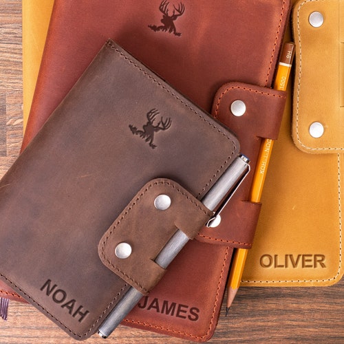 Moleskine Leather Cover Personalized 3.5 X 5.5 Etsy