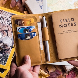 Couverture de journal personnalisée en cuir a6 pour carnet de notes Moleskine Cahier de poche avec porte-stylo Couverture de notes de terrain de 3,5 x 5,5 pouces