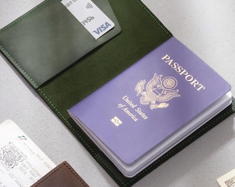 Portapasaportes de regalo de jubilación / Cartera de viaje de cuero personalizada, funda grabada a medida / Regalo para un nuevo capítulo en la vida de un jubilado