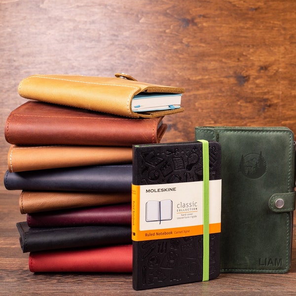 Moleskine Lederhülle personalisiert, 3,5 "x 5,5" Tasche Moleskine Lederhülle für Moleskine Classic mit Stift, nachfüllbares Journal