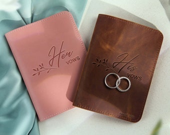 His and Her Vow Books, Leather Vows Book, Custom Vows Booklet, Personalized Gift