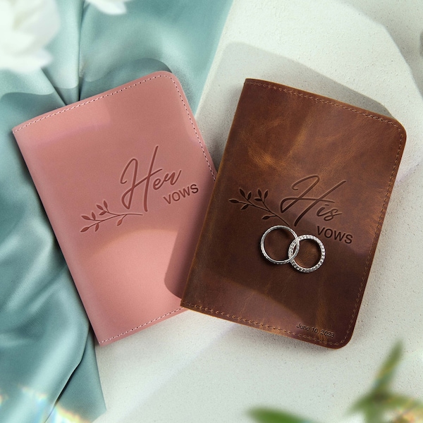 His and Her Vow Books, Leather Vows Book, Custom Vows Booklet, Personalized Gift