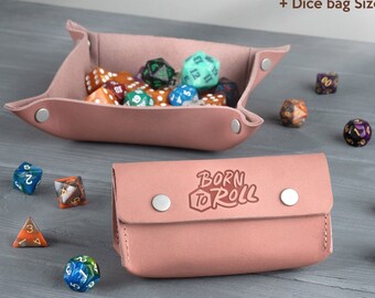 Personalized Leather Tray Dnd Dice Set, Graduation Gift, College Gifts Leather Tray Dice Set