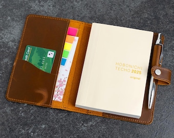 Funda de cuero personalizada para agenda A6: Hobonichi Techo, funda de diario