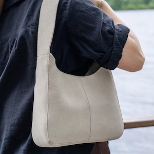 Handmade suede slouch hobo bag, Large hobo bag for women, Suede tote bag, Mothers day gift, Gift for Her, Anniversary gift