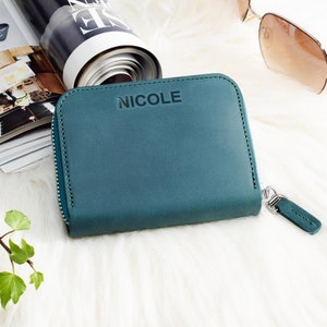Einzigartiges Geschenk für Mama, Grünes Leder Portemonnaie, Brieftasche für Frauen, kleine Karte Brieftasche, Brieftasche für Oma, Mutter Geschenk für Oma