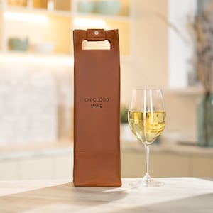 Contenitore per vino in pelle personalizzato, regali di Natale per lui, custodia per vino con monogramma, accessori per vino