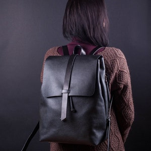 Black leather backpack leather backpack leather rucksack laptop backpack school backpack leather bag backpack women womens backpack laptop