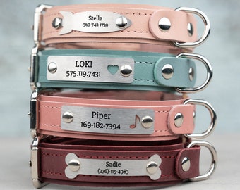 Personalized Dog Collar, Leather Dog Collar with Name, Engraved Dog Collars, Custom Dog Collar