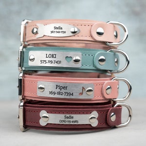 Personalized Dog Collar, Leather Dog Collar with Name, Engraved Dog Collars, Custom Dog Collar