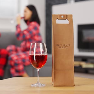 Gifts for Him Christmas Whiskey, Personalized Leather Wine Caddy, First Christmas In New Home, Custom Wine Bottle Bag
