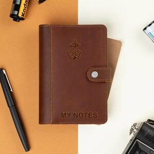 Gepersonaliseerde leren notitieboekjehoes, lederen dagboek gepersonaliseerd, aangepaste veldnotitieomslag, Moleskine Cahierhouder
