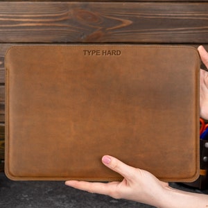 MacBook Pro/Air 13' 14' 15' 16' leren laptophoes, leren laptoptas, gepersonaliseerde laptophoes, beschermhoes, geschenken met monogram