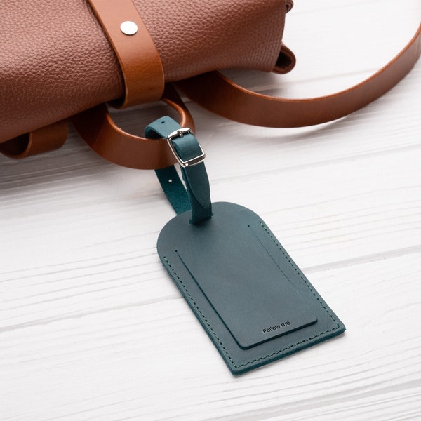 Personalized leather luggage tag, Custom leather luggage tag, Monogram luggage tag