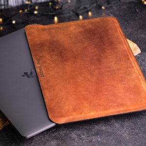 Custodia in pelle personalizzata per MacBook Pro Air 13, custodia in pelle marrone personalizzata per MacBook, custodia per laptop Macbook 13 pollici