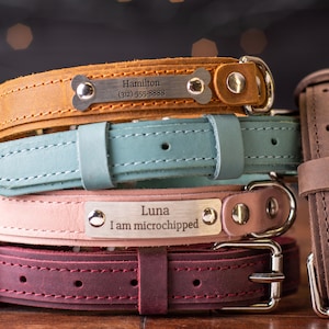 Leren halsband, gepersonaliseerde halsband, gepersonaliseerde leren halsband, gegraveerde leren halsband afbeelding 10