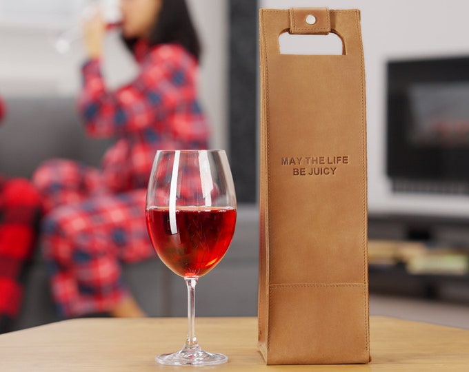 Cadeaux pour lui Whisky de Noël, caddie de vin en cuir personnalisé, premier Noël dans une nouvelle maison, sac de bouteille de vin personnalisé