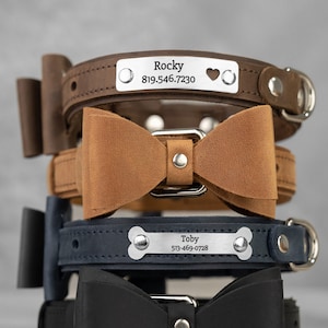 Wedding Dog Collar, Personalized Wedding Dog Collar, Wedding Dog Collar With Name, Wedding Dog Collar Bow Tie