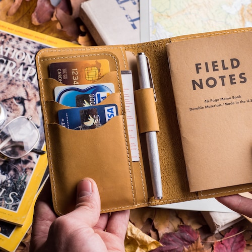 Leather Journal Cover for Moleskine Cahier Notebook Pocket Etsy