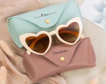 Personalized Leather Sunglasses Case, Handmade Eyewear Holder