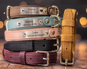 Leather Dog Collar, Personalized Dog Collar, Personalized Leather Dog Collar, Engraved Leather Dog Collar