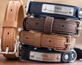 Dog Collar, Leather Dog Collar, Personalized Dog Collar, Engraved Leather Dog Collars