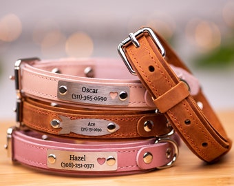 Dog Collar Leather, Personalized Dog Collar, Dog Collar Girl, Dog Collar Boy, Engraved Dog Collar