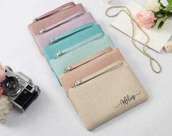 Pochette en cuir personnalisée, cadeau de demoiselle d'honneur personnalisé