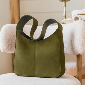 Large Suede Leather Womens Tote Bag, Genuine Leather Hobo Shoulder Bag, Elegant Slouchy Shoulder Purse, Work Tote, Small Leather Tote Bag