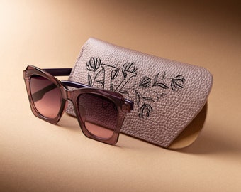 Personalized Leather Sunglasses Case, Sunglasses Holder, Gift For Her, Classic Accessory