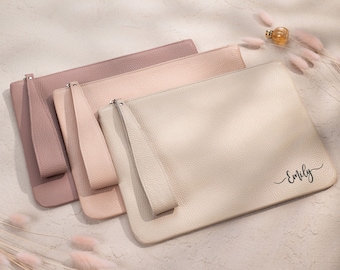 Pochette de demoiselle d'honneur en cuir personnalisée, sac à main de mariée