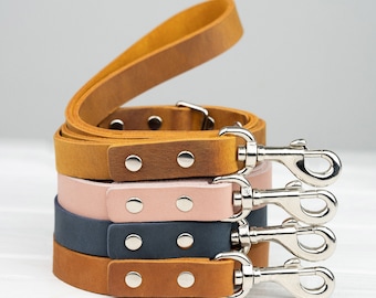 Gepersonaliseerde leren hondenriem, 4 mm dik, gegraveerde koosnaam