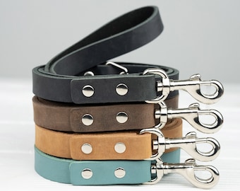 Personalized Leather Dog Leash, Engraved Custom Name