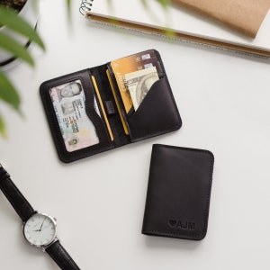 Cartera de cuero personalizada Titular de la tarjeta de identificación Cartera grabada Hombres, Cartera personalizada para hombres, Cartera personalizada para hombres, Cartera de cuero para hombres