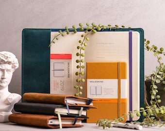 Personalized Leather Journal Cover, Monogrammed Notebook