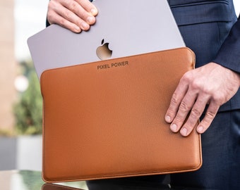 Personalized Leather Laptop Sleeve for MacBook Pro and Air