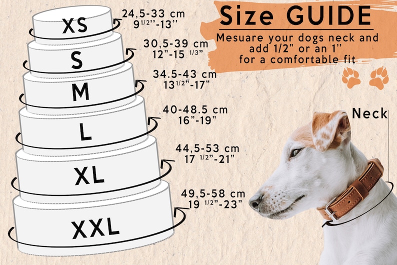 Size dog collar for small and medium dogs