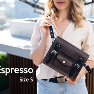 Leather Satchel Bags For Women size S espresso color