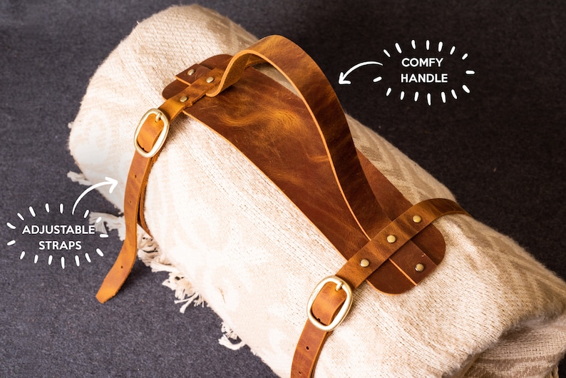 Picnic Blanket Strap Personalized Leather Blanket Carrier Etsy