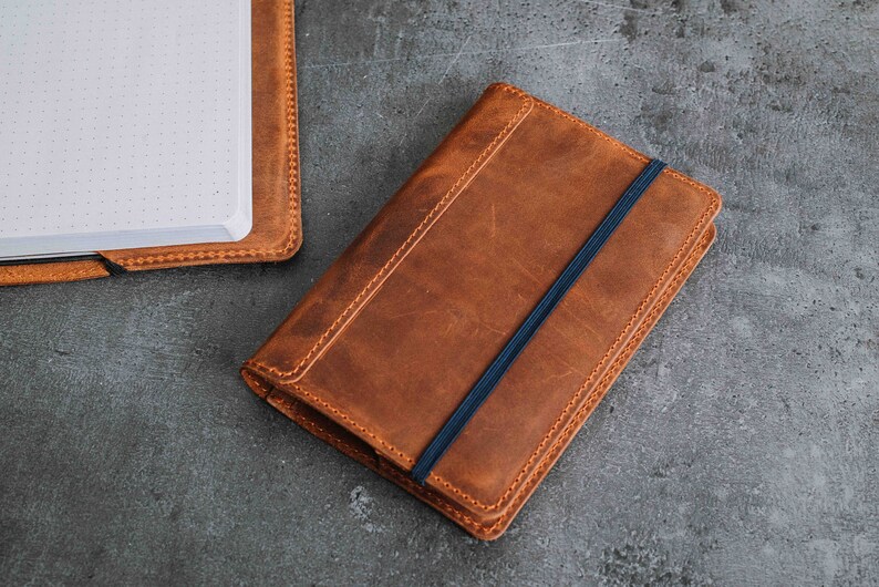 Moleskine Leather Cover Pocket Personalized Refillable Etsy