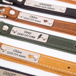 Personalized Leather Dog Collar, Engraved Dog Collar, Custom Dog Collar with Name Plate, Leather Dog Collar image 7