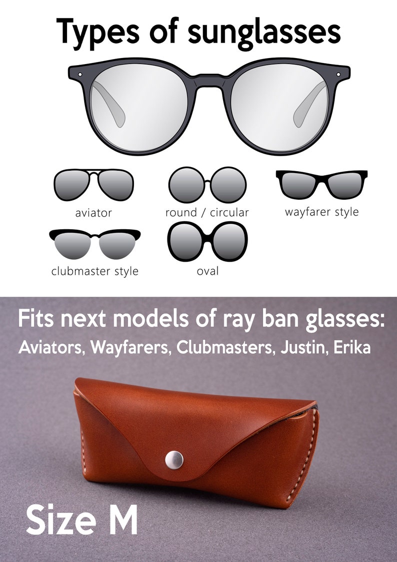 Sunglasses case Sunies case Personalized leather sunglasses case Leather glasses case for Aviators, Wayfarer, Clubmaster,Round, Justin, Eric image 9