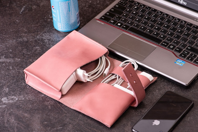 Leather Cable Organizer Personalized Cable Organizer. Travel Etsy UK