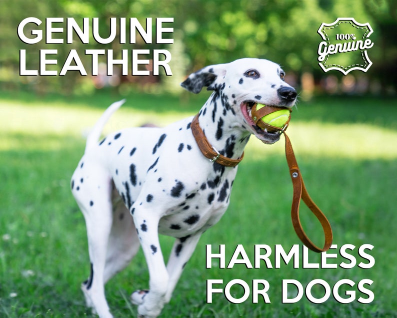 Dog ball holder, Genuine Leather Dog Accessories, Dog Toy Pet Accessory, Ball Holder Toy for Dog image 3