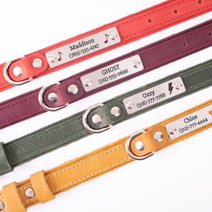 Leren halsband, gepersonaliseerde halsband, gepersonaliseerde leren halsband, gegraveerde leren halsband afbeelding 6