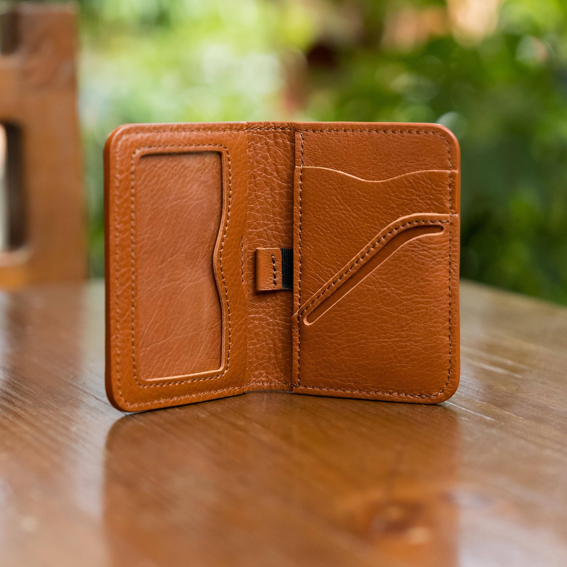 Men's Genuine Leather Zip Wallet - RFID Blocking, Minimalist Card Holder, Brown - View #7