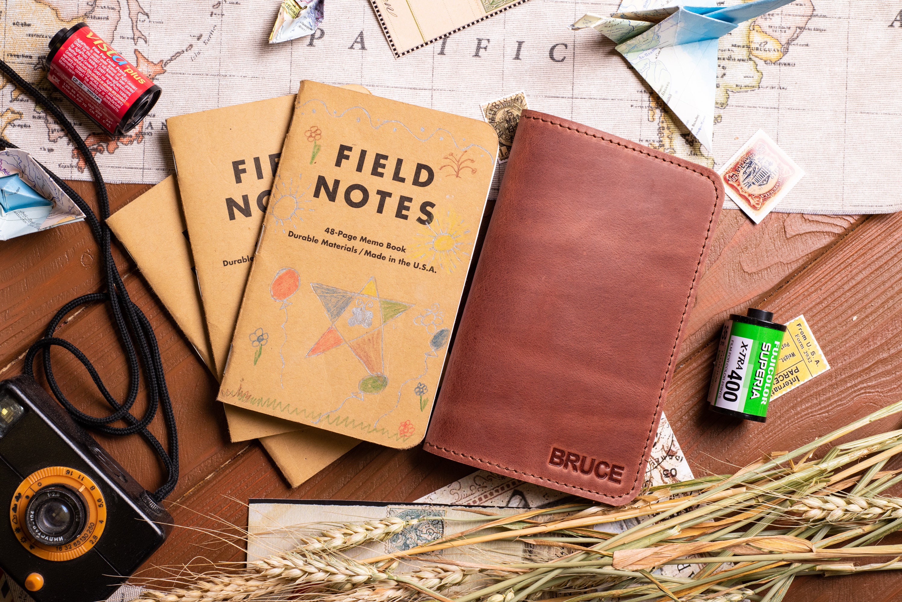 Leather Journal Cover for Moleskine Cahier Notebook Pocket Size 3.5 X 5.5  Field Notes Cover Personalized Gift Refillable Pocket Cover 