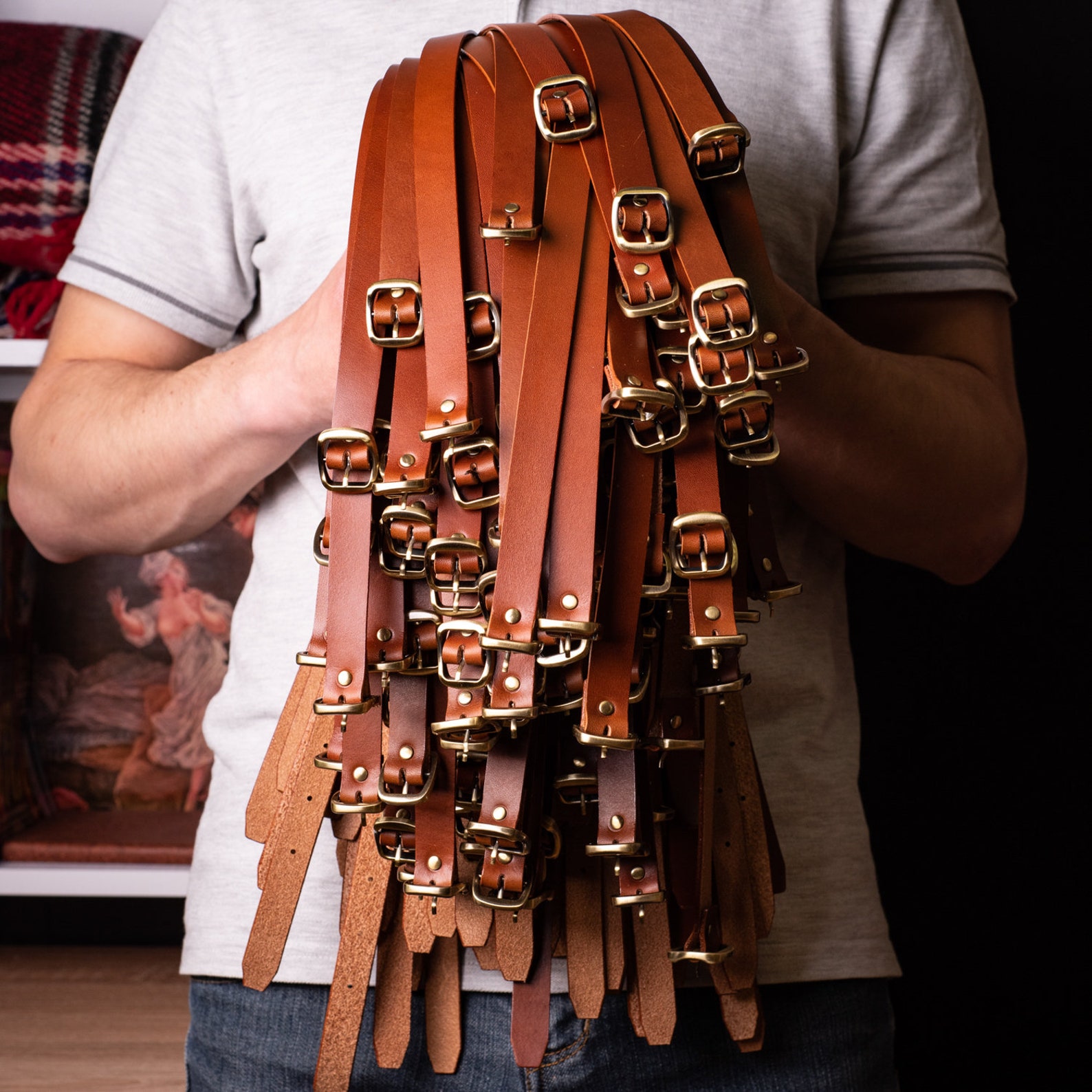 Leather blanket strap carrier for a picnic blanket Custom Etsy