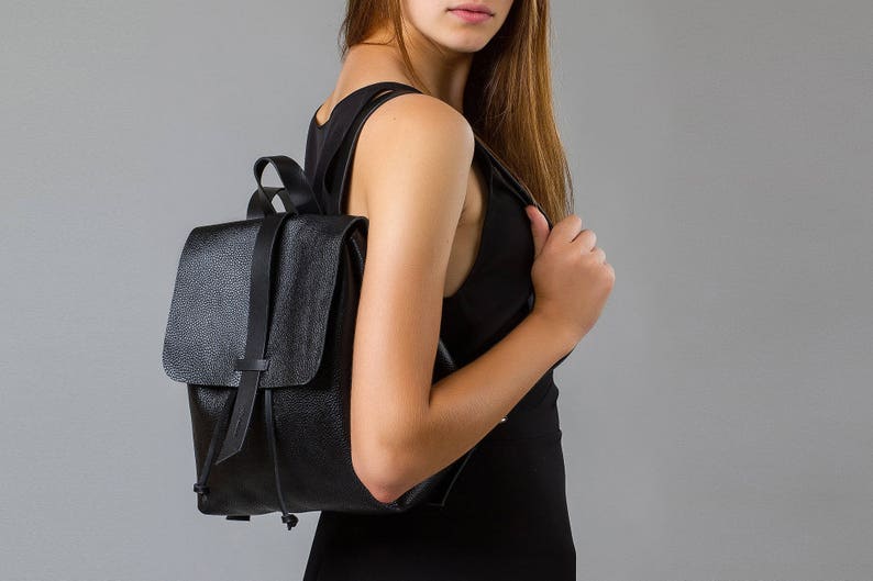 black leather backpack black backpack leather women backpack black leather bag handmade leather rucksack Handmade leather backpack